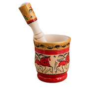 Ступка с мезенской росписью (10 см)