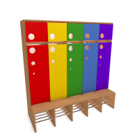 Шкаф со встроенной банкеткой, 5 секций