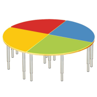 Стол "Пицца" 4 части, регулируемый по высоте, d=1400 мм (ЛДСП)