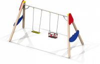 Качели на деревянных стойках двойные, без подвесок