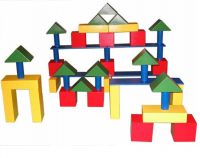 Конструктор детский деревянный  "Строитель" напольный 72 элемента