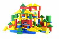 Конструктор детский СТРОИТЕЛЬ напольный цельнодеревянный 122 элемента