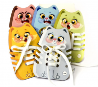 Игра-шнуровка Эмоциональные котики комплект  (фанера, УФ печать)